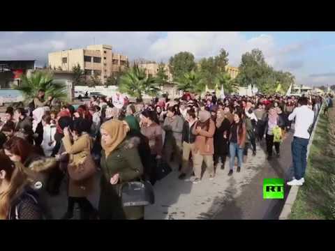 شاهد احتجاجات الأكراد في الجلبية والقامشلي على عملية تركية محتملة ضدهم